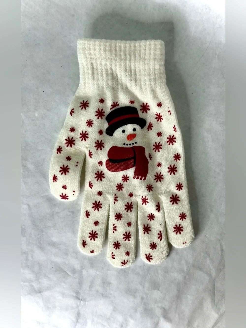 Red & Cream Frosty Sweater Gloves